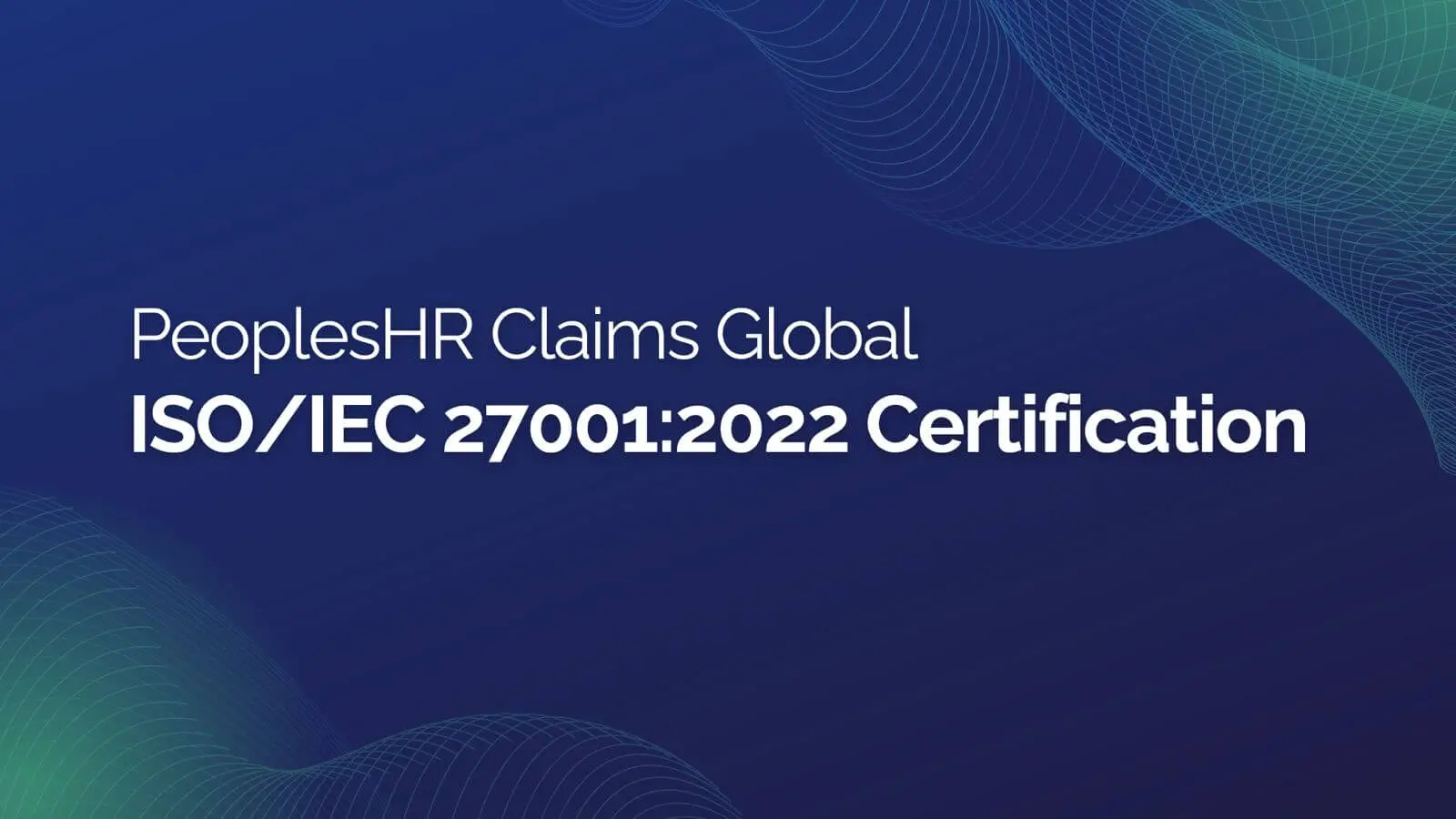 PeoplesHR's ISO 27001 certification badge, indicating data security.